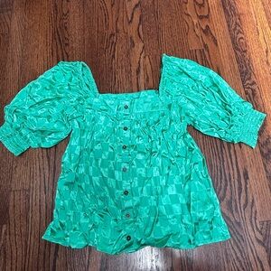 Jen's Pirate Booty Emerald Puff Sleeve Blouse legacy top tee trend fashion viral